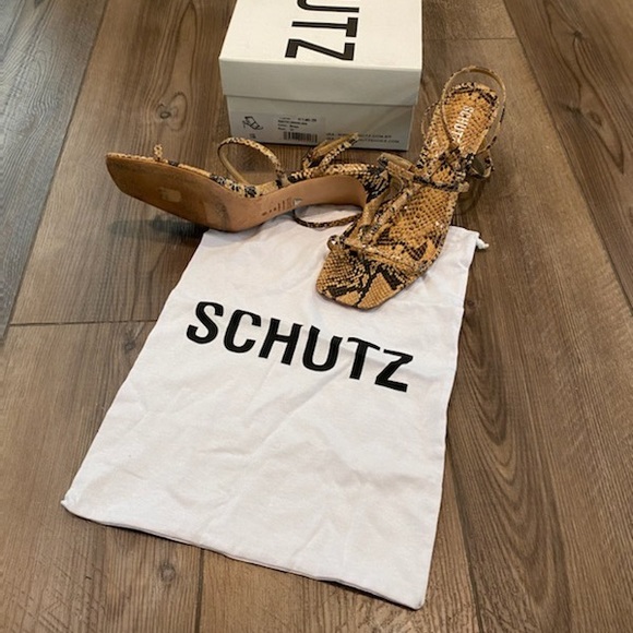 Pre-owned Schulz Snake Print Leather Sandals Size 10 - Picture 6 of 8